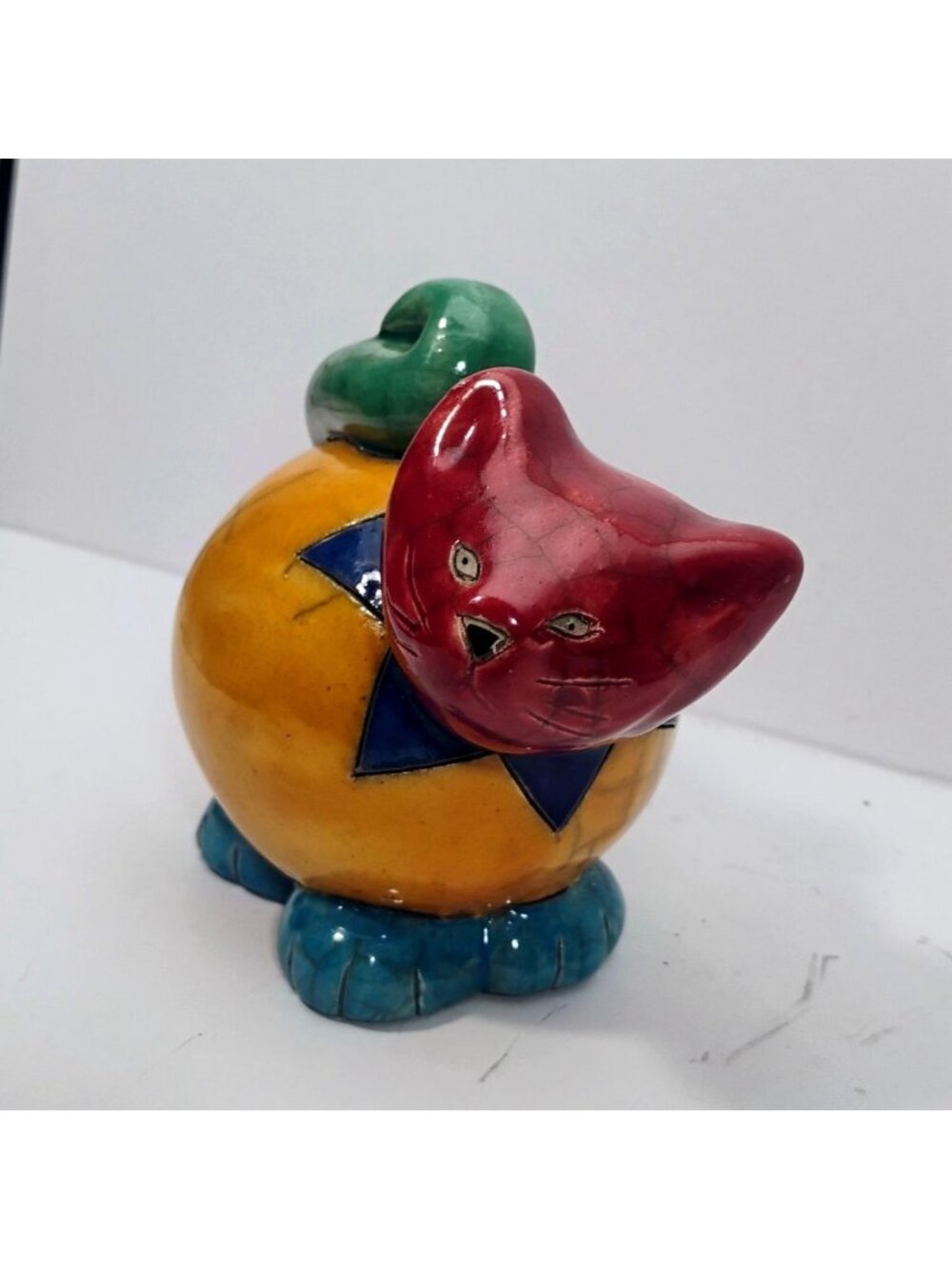 Fenix Raku Pottery Cat Figurine Hand Made in South Africa